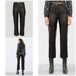 Aritzia Wilfred Melina Cropped Black Faux Leather Pants Vegan Leather Pant 4